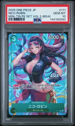 2025 ONE PIECE JAPANESE MINI-TIN PACK SET VOL.2 BISAI #111 NICO ROBIN PSA 10 - Image 1