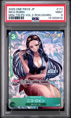 2025 ONE PIECE JPN MINI-TIN PACK SET VOL.2 KOUSHI ROKUSHIRO NICO ROBIN PSA 9 - Image 1