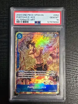 One Piece CCG Portgas D. Ace OP08-052 Two Legends Alternate Art Foil PSA 10 - Image 1