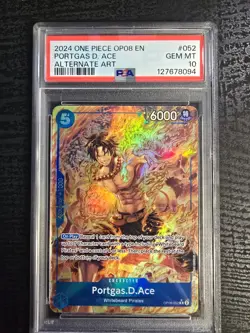 One Piece CCG Portgas D. Ace OP08-052 Two Legends Alternate Art Foil PSA 10 - Image 2
