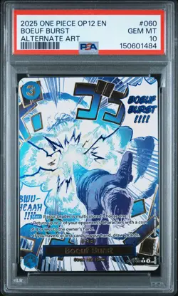 2025 ONE PIECE OP12-LEGACY OF THE MASTER ALTERNATE ART #060 BOEUF BURST PSA 10 - Image 1