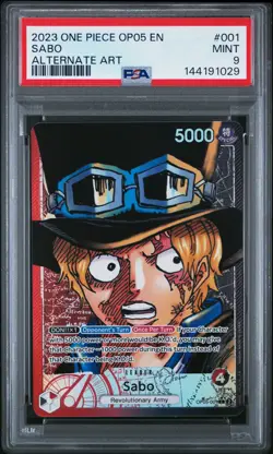 2023 ONE PIECE OP05-AWAKENING OF THE NEW ERA ALTERNATE ART #001 SABO PSA 9 - Image 1