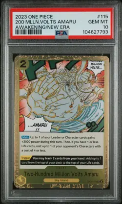 2024 One Piece Gaming The Best Two-Hundred Million Volts Amaru #OP05-115 PSA 10 - Image 1