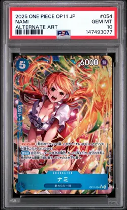 2025 ONE PIECE JPN OP11-A FIST OF DIVINE SPEED ALTERNATE ART #054 NAMI PSA 10 - Image 1