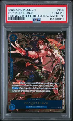 2025 ONE PIECE 3RD ANNIV TOURNAMENT 3 BROTHERS PACK WINNER PORTGAS D. ACE PSA 10 - Image 1