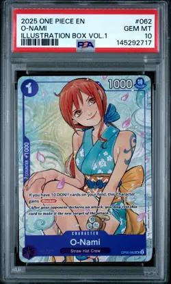 2025 ONE PIECE PROMOS ILLUSTRATION BOX VOL.1 #062 O-NAMI PSA 10 - Image 1