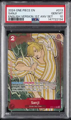 2024 ONE PIECE ENGLISH VERSION 1ST ANNIVERSARY SET #013 SANJI PSA 10 - Image 1