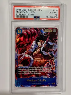 2025 One Piece Monkey.D.Luffy Secret Rare Alt Art Alternative #OP11-118 PSA 10 - Image 1
