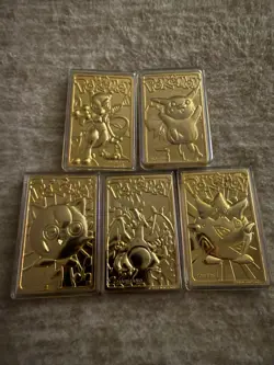 Nintendo Special Edition 23 Karat Gold Plated Pokemon Cards Lot of 5 w/ COA - Image 1