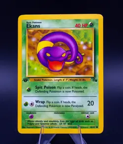 Ekans Pokemon Card 1st Edition Fossil Set 46/62 Common TCG 1999 WOTC NM - Image 1
