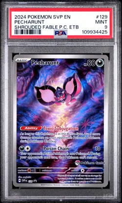 2024 POKEMON SVP EN-SV POKEMON CENTER ETB BLACK STAR PROMO #129 PECHARUNT PSA 9 - Image 1