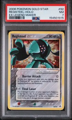 2006 POKEMON EX LEGEND MAKER GOLD STAR #92 REGISTEEL-HOLO PSA 7 - Image 1