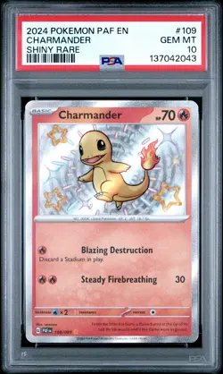 2024 POKEMON PAF EN-PALDEAN FATES SHINY RARE #109 CHARMANDER PSA 10 - Image 1