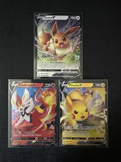 Pokemon TCG Cinderace V, Eevee V, And Pikachu V:Stamped Battle Academy Promos - Image 1
