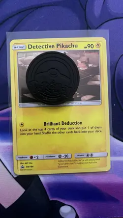 Pokemon TCG - Detective Pikachu SM194 - 2019 Sun & Moon Promo Holo - NM + Coin - Image 2
