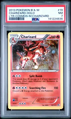 2013 POKEMON B&W LEGEND TREASURES COSMOS-MEGA CHARIZARD #19 CHARIZARD-HOLO PSA 7 - Image 1
