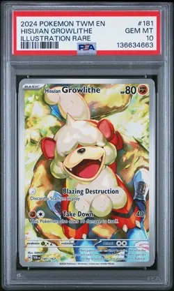 2024 POKEMON TWM EN-TWILIGHT MASQUERADE #181 HISUIAN GROWLITHE PSA 10 - Image 1