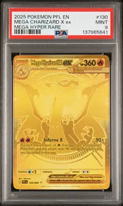 2025 POKEMON PFL EN-PHANTASMAL FLAMES MEGA HYPER RARE MEGA CHARIZARD X EX PSA 9 - Image 1