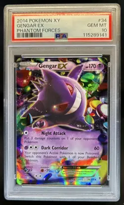 2014 Pokemon XY Phantom Forces Gengar EX #034/119 PSA 10 GEM MINT - Image 1