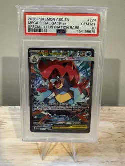 2026 Pokemon: Ascended Heroes: Mega Feraligatr Ex 274/217 PSA 10 GEM MINT - Image 1