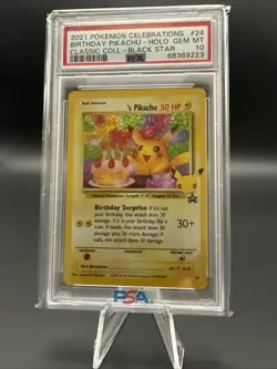 2021 Pokemon Celebrations B-Day Pikachu Holo Black Star Promo #24 PSA 10 - Image 1