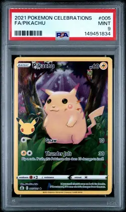 2021 POKEMON CELEBRATIONS #005 FULL ART/PIKACHU PSA 9 - Image 1