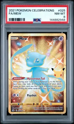 2021 POKEMON CELEBRATIONS #025 FULL ART/MEW PSA 8 - Image 1