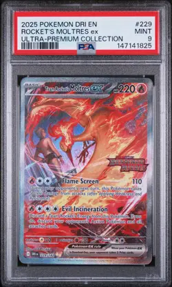 2025 POKEMON DRI EN-DESTINED RIVALS #229 TEAM ROCKET'S MOLTRES EX PSA 9 - Image 1