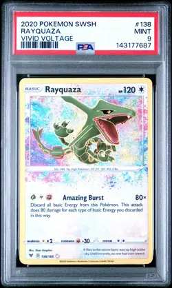 2020 POKEMON SWORD & SHIELD VIVID VOLTAGE #138 RAYQUAZA PSA 9 - Image 1
