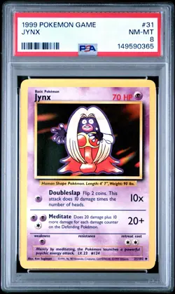 1999 POKEMON BASE SET UNLIMITED #31 JYNX PSA 8 - Image 1