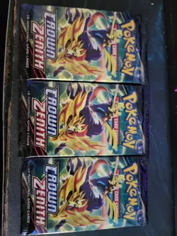 3x Crown Zenith Booster Packs Sealed Pokemon TCG Sword & Shield Galarian Gallery - Image 1