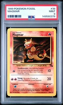 1999 POKEMON FOSSIL #39 MAGMAR PSA 9 - Image 1