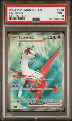 2024 POKEMON SSP EN-SURGING SPARKS ULTRA RARE #220 LATIAS EX PSA 9 - Image 1