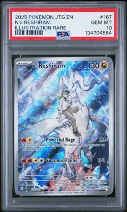 2025 POKEMON JTG EN-JOURNEY TOGETHER ILLUSTRATION RARE #167 N'S RESHIRAM PSA 10 - Image 1