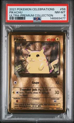 2021 POKEMON CELEBRATIONS ULTRA-PREMIUM COLLECTION #58 PIKACHU PSA 8 - Image 1