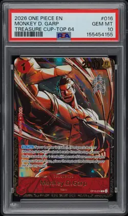 2026 ONE PIECE PROMOS TREASURE CUP-TOP 64 #016 MONKEY D. GARP PSA 10 - Image 1