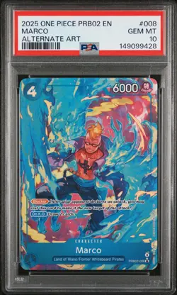 2025 ONE PIECE PRB02-PREMIUM BOOSTER VOL.2 ALTERNATE ART #008 MARCO PSA 10 - Image 1