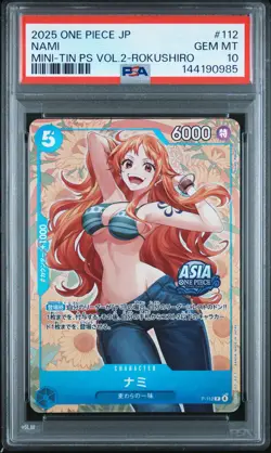 2025 ONE PIECE JPN MINI-TIN PACK SET VOL.2 KOUSHI ROKUSHIRO #112 NAMI PSA 10 - Image 1