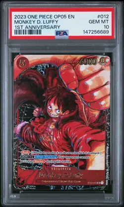 2023 ONE PIECE OP05-AWAKENING OF THE NEW ERA 1ST ANV #012 MONKEY D. LUFFY PSA 10 - Image 1