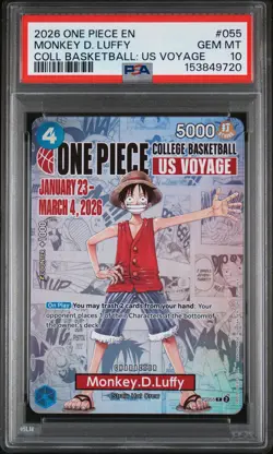 2026 ONE PIECE PROMOS COLLEGE BASKETBALL: US VOYAGE MONKEY D. LUFFY PSA 10 - Image 1