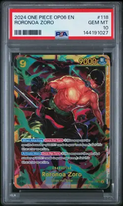 2024 ONE PIECE OP06-WINGS OF THE CAPTAIN #118 RORONOA ZORO PSA 10 - Image 1