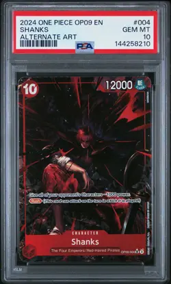 2024 ONE PIECE OP09-EMPERORS IN THE NEW WORLD ALTERNATE ART #004 SHANKS PSA 10 - Image 1