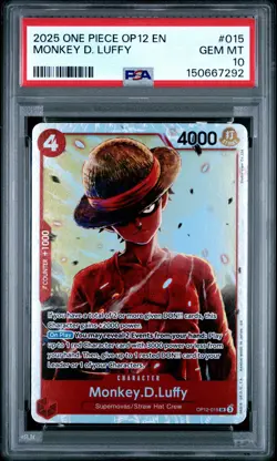 2025 ONE PIECE OP12-LEGACY OF THE MASTER #015 MONKEY D. LUFFY PSA 10 - Image 1