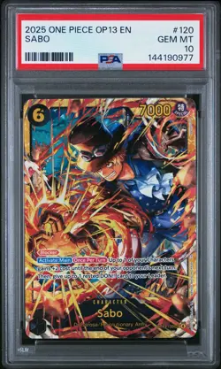 2025 ONE PIECE OP13-CARRYING ON HIS WILL #120 SABO PSA 10 - Image 1