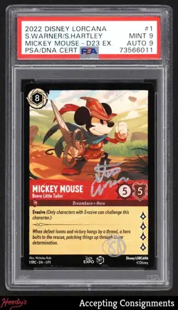 2022 Disney Lorcana D23 Expo Promo Mickey Mouse Brave Little Tailor AUTO PSA 9 - Image 1