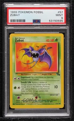 Zubat Pokemon Fossil PSA 9 MINT 1999 - Image 1