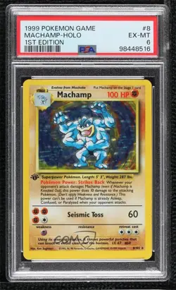 Machamp (Starter Deck) Holo 1st Ed. Pokemon Base Set PSA 6 1999 - Image 1