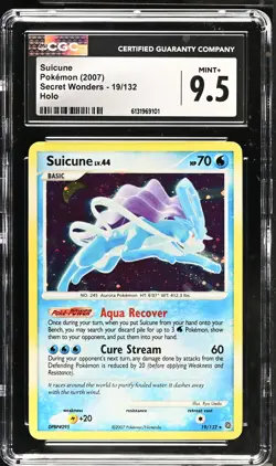 CGC 9.5 MINT+ Suicune 19/132 Holo Secret Wonders Pokemon Card - Image 1