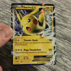 Pokemon Pikachu EX Black Star Promo Foil XY174 130 HP Basic Card Thunder Shock - Image 1