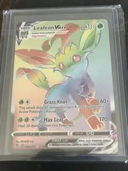 Pokemon Evolving Skies 2021 Leafeon VMAX Rainbow Secret Rare Card #204/203 NM - Image 1